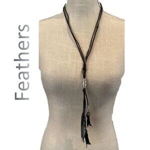 Vintage Rustic Feather and Chain Necklace